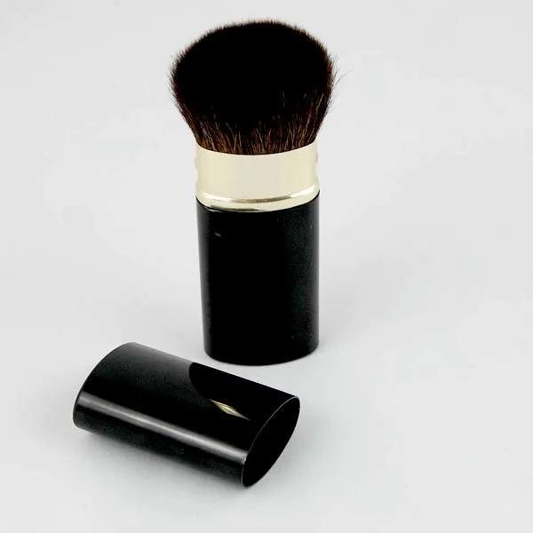 Synthetic hair oval makeup retractable brush
