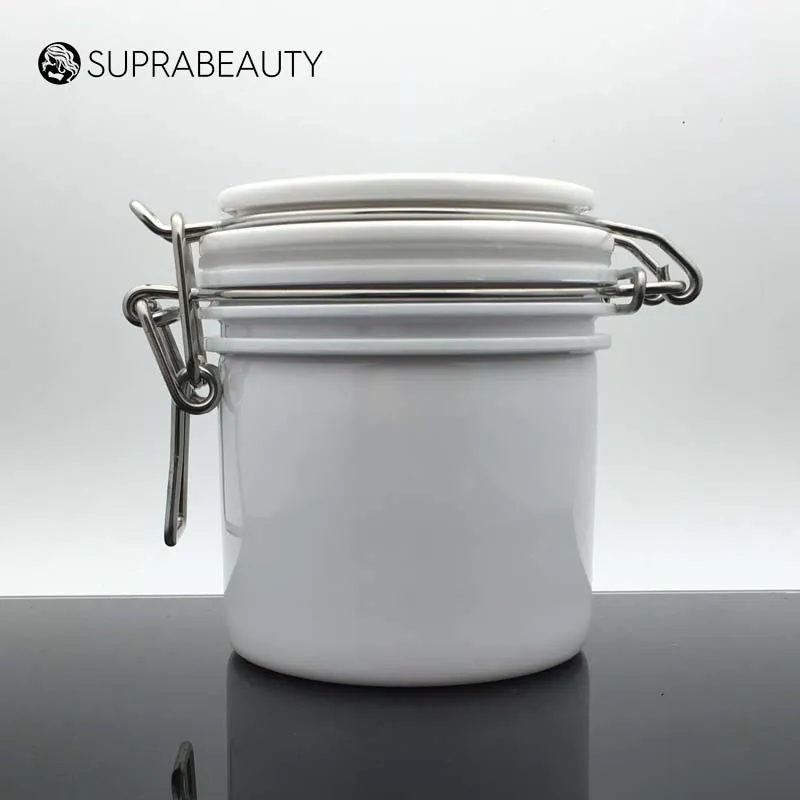White Round Plastic Airtight Jar 200ml
