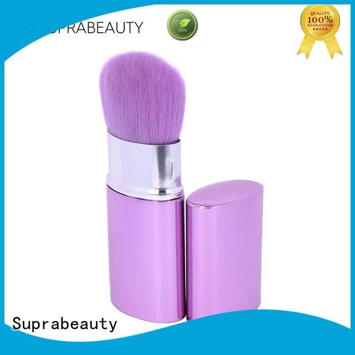 Synthetic hair oval makeup retractable brush