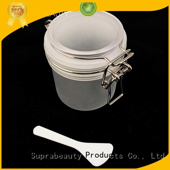 Suprabeauty round plastic cosmetic jars with logo printing for mud mask