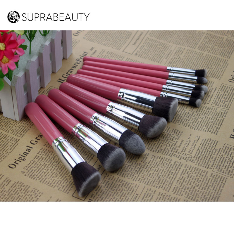 Travel make up brush set Suprabeauty soft synthetic hair wood handle