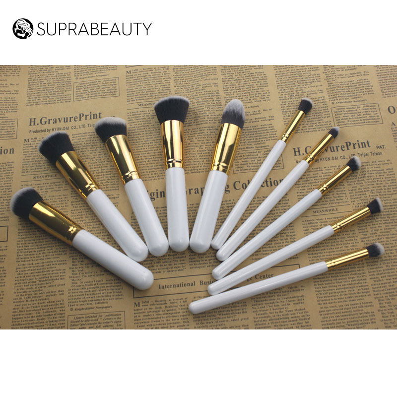 Travel make up brush set Suprabeauty soft synthetic hair wood handle