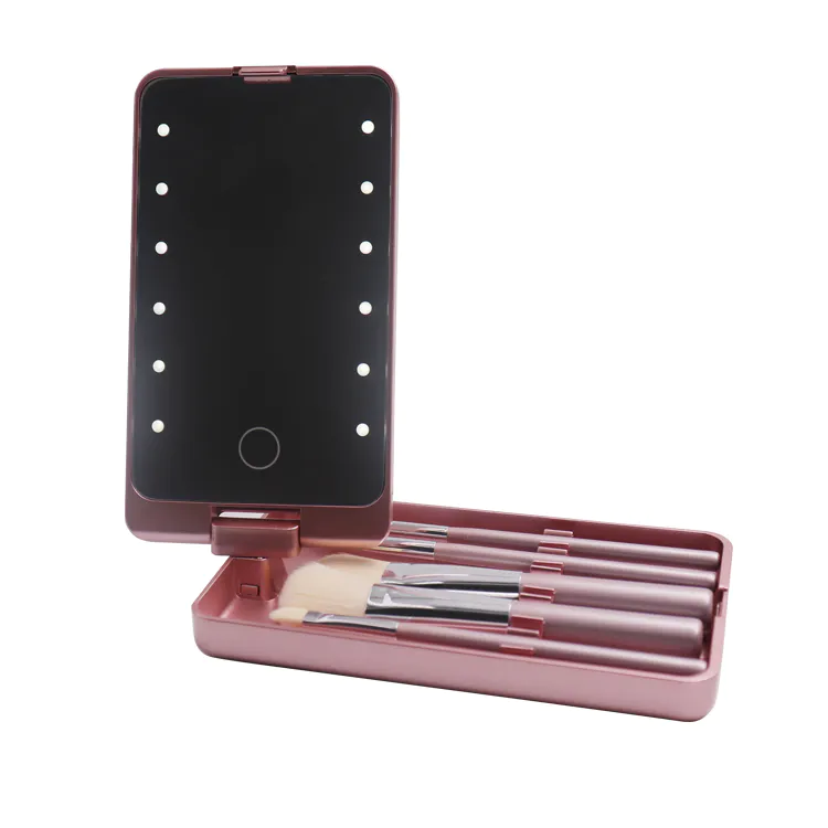 Suprabeauty portable 5pcs makeup brush case with LED light