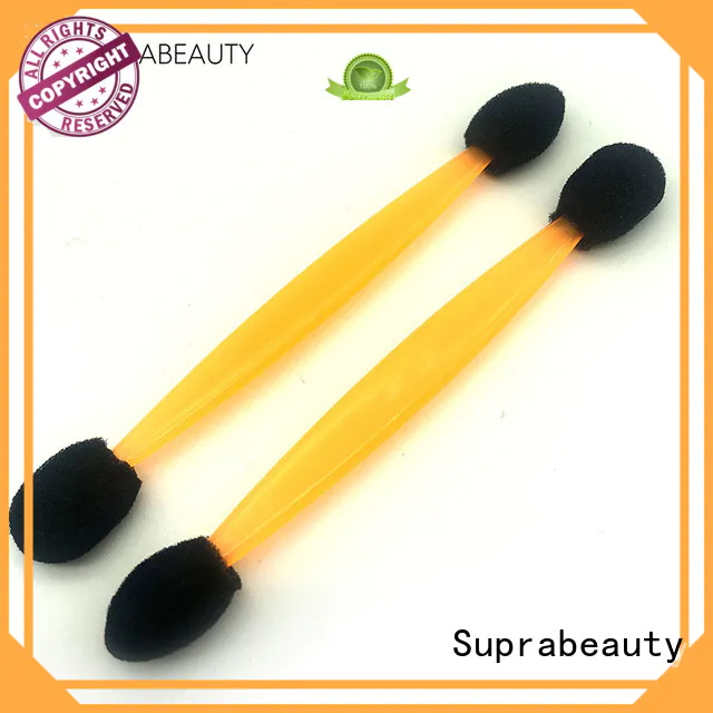 Suprabeauty white eyeshadow applicator with bamboo handle for lip gloss cream